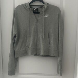 Nike Women's Heather Gray Cropped Zip Up Hoodie